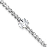 Sterling Silver Rhodium-plated Polished Fancy Oval and Round CZ 7.25 Inch Bracelet