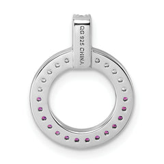 Sterling Silver Rhodium-plated White and Red CZ Open Circle Pendant