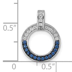 Sterling Silver White and Black Rhodium-plated White and Blue CZ Open Circle Pendant