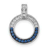 Sterling Silver White and Black Rhodium-plated White and Blue CZ Open Circle Pendant