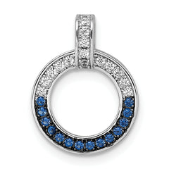 Sterling Silver White and Black Rhodium-plated White and Blue CZ Open Circle Pendant