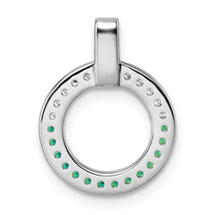 Sterling Silver Rhodium-plated White and Green CZ Open Circle Pendant