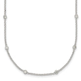 Sterling Silver Polished White CZ 6-Station 16.5 with 1 inch Extension Necklace