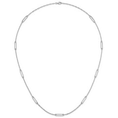 Sterling Silver Rhodium-plated Polished Paperclip Link 9-Station 24 Inch Necklace
