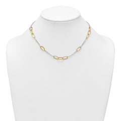 Sterling Silver and Gold-tone Polished Fancy Link and Double Chain 16 inch Necklace