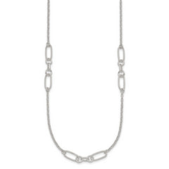Sterling Silver Polished and Textured Fancy Link and Chain 16 inch Necklace