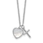 Mother of Pearl Heart & Cubic Zirconia Cross Necklace in Sterling Silver, 14 Inch - Sophia Jewelers