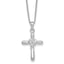 Cubic Zirconia Heart Cross Necklace in Sterling Silver with Extender, 20 Inch - Sophia Jewelers