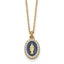 Sterling Silver Gold-plated CZ and Blue Enamel Miraculous Medal 15.75 inch with 2 inch extender Necklace