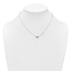 Sterling Silver Polished Blue and White CZ Eye with Beads 16 inch with 2 inch Extension Necklace