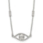 Sterling Silver Polished and Beaded Evil Eye 16.5 inch with 1 inch Extension Necklace