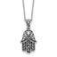 Sterling Silver Rhodium-plated Polished and Oxidized Filigree Hamsa 18 Inch Necklace