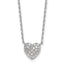 Pave Cubic Zirconia Heart Necklace in Sterling Silver with Extender, 16 Inch - Sophia Jewelers