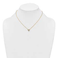 Sterling Silver Gold-tone Polished Pave CZ Heart 16 Inch with 2 Inch Extension Necklace