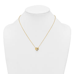 Sterling Silver Gold-tone Polished CZ Love Knot Heart 18 inch Necklace