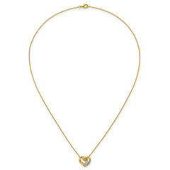 Sterling Silver Gold-tone Polished CZ Love Knot Heart 18 inch Necklace