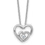 Cubic Zirconia Open Hearts Necklace in Sterling Silver with Extender, 16 Inch - Sophia Jewelers