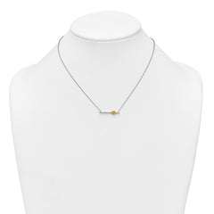 Sterling Silver Rhodium-plated and Gold-tone Polished CZ Pawprint Bar 16 Inch with 2 Inch Extension Necklace