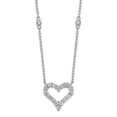 Sterling Silver Rhodium-plated Polished CZ Open Heart 18 Inch Necklace