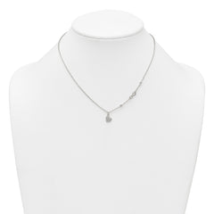 Sterling Silver Polished Beaded White CZ Infinity and Heart 16 inch with 2 inch Extension Necklace