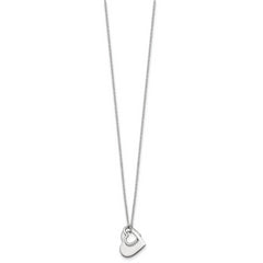Sterling Silver Rhodium-plated Heart With Heart Cutout 16 inch with 2 inch Extension Necklace