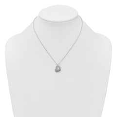 Sterling Silver Rhodium-plated Heart With Heart Cutout 16 inch with 2 inch Extension Necklace
