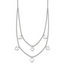 Sterling Silver Polished Double Strand Heart Station 15.75 inch Necklace