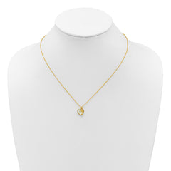 Sterling Silver Gold-tone Polished Mother of Pearl and CZ Heart and Dolphin 16 Inch with 2 Inch Extension Necklace