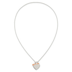Sterling Silver with Rose-tone Polished Heart and Arrow 18 inch Toggle Necklace