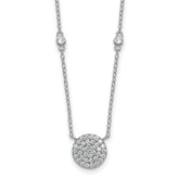 Sterling Silver Rhodium-plated Polished Pave CZ Circle 18 Inch Necklace
