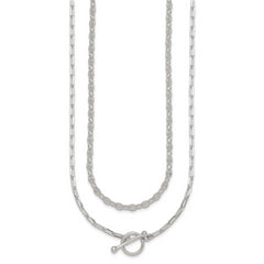 Sterling Silver Polished Fancy Double Strand 16 inch with 2 inch Extension Chain Necklace