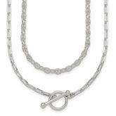 Sterling Silver Polished Fancy Double Strand 16 inch with 2 inch Extension Chain Necklace