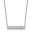 Sterling Silver Polished Pave CZ Rounded Bar 16 Inch with 2 Inch Extension Necklace