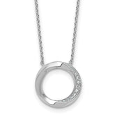 Sterling Silver Rhodium-plated Polished Twisted CZ Circle 17.75 inch Necklace