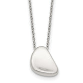 Sterling Silver Polished Pebble 16 Inch with 2 Inch Extension Necklace