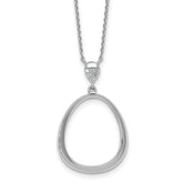 Sterling Silver Rhodium-plated Polished CZ Rounded Teardrop 17.5 Inch Necklace