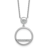 Sterling Silver Rhodium-plated Polished CZ Divided Circle 17.75 inch Necklace