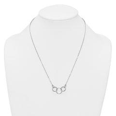 Sterling Silver Rhodium-plated Polished Twisted Ovals and 3 Circles 18.5 inch with 2 inch Extender Necklace