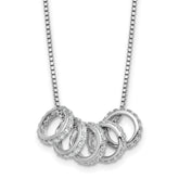 Sterling Silver Rhodium-plated Five Moveable CZ Rings 18 inch with 2 inch Extension Necklace