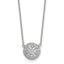 Sterling Silver Polished 11.00mm Pave CZ Circle 16 Inch with 2 Inch Extension Necklace