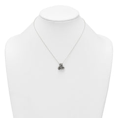 Sterling Silver Polished and Antiqued Beaded Trinity Charm 16 inch Necklace