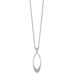 Sterling Silver Rhodium-plated Polished CZ Oval 17.75 Inch Necklace