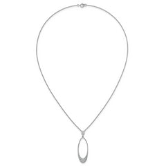 Sterling Silver Rhodium-plated Polished CZ Oval 17.75 Inch Necklace