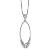 Sterling Silver Rhodium-plated Polished CZ Oval 17.75 Inch Necklace