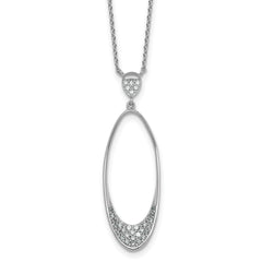 Sterling Silver Rhodium-plated Polished CZ Oval 17.75 Inch Necklace