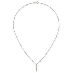 Sterling Silver Polished and Beaded Italian Horn 18 Inch Necklace