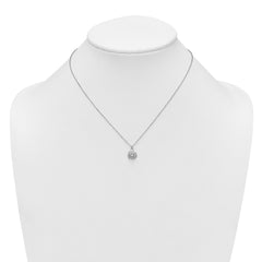 Sterling Silver Polished CZ Flower 16 Inch with 2 Inch Extension Necklace