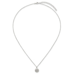 Sterling Silver Polished CZ Flower 16 Inch with 2 Inch Extension Necklace