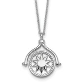 Sterling Silver Rhodium-plated Sun Front/Moon and Star Back Reversible Spinning Pendant 18 inch Necklace