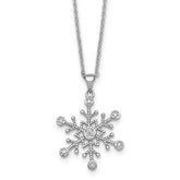 Sterling Silver Rhodium-plated CZ Polished And Textured Snowflake 18 inch Necklace